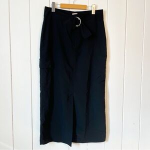 Vintage Premiere Collection Black Maxi Skirt. Belted Waist. Size 14.